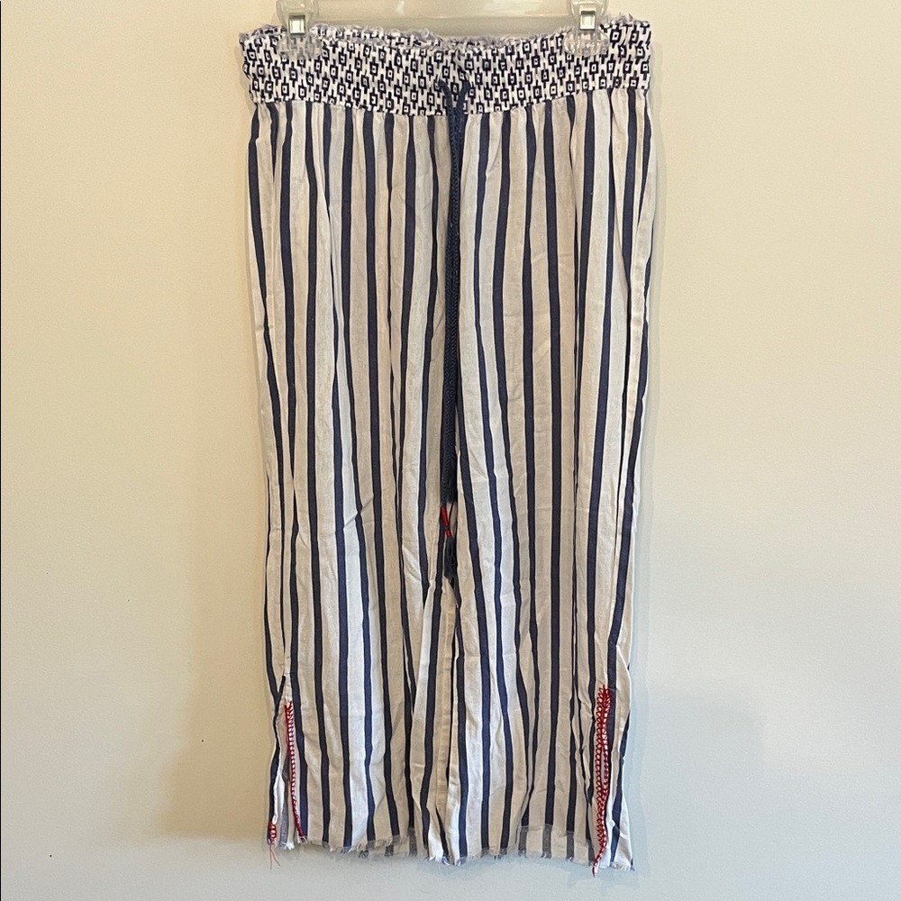 Indigo Rein Blue and White Striped Wide Leg Pants